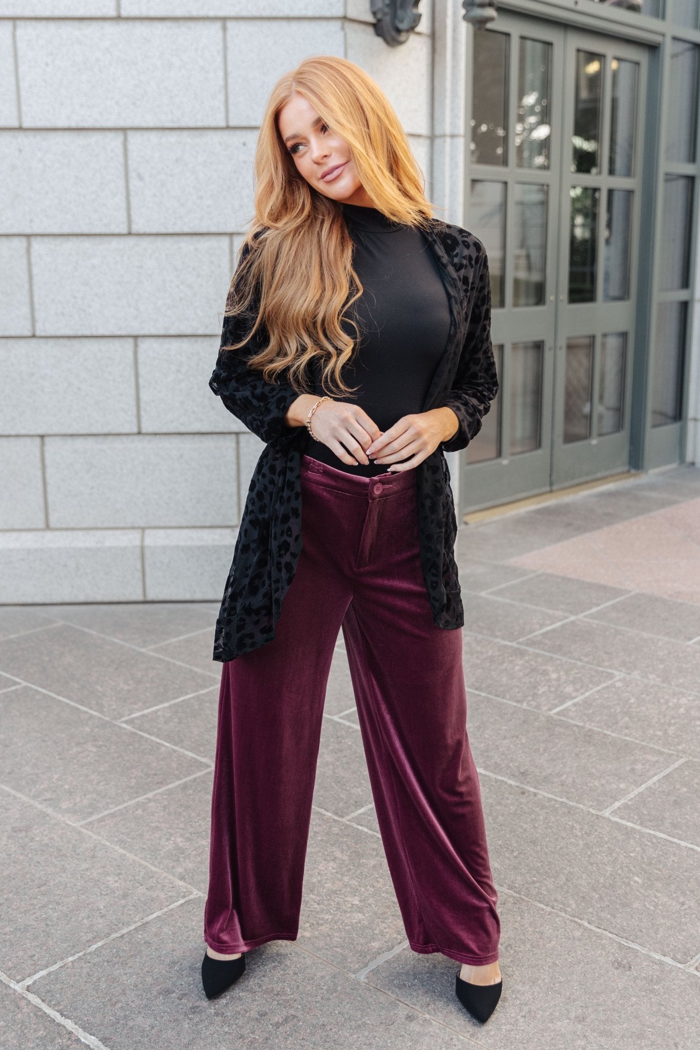 High Society Velvet Wide Leg Trousers (Online Exclusive) - Uptown Boutique Ramona