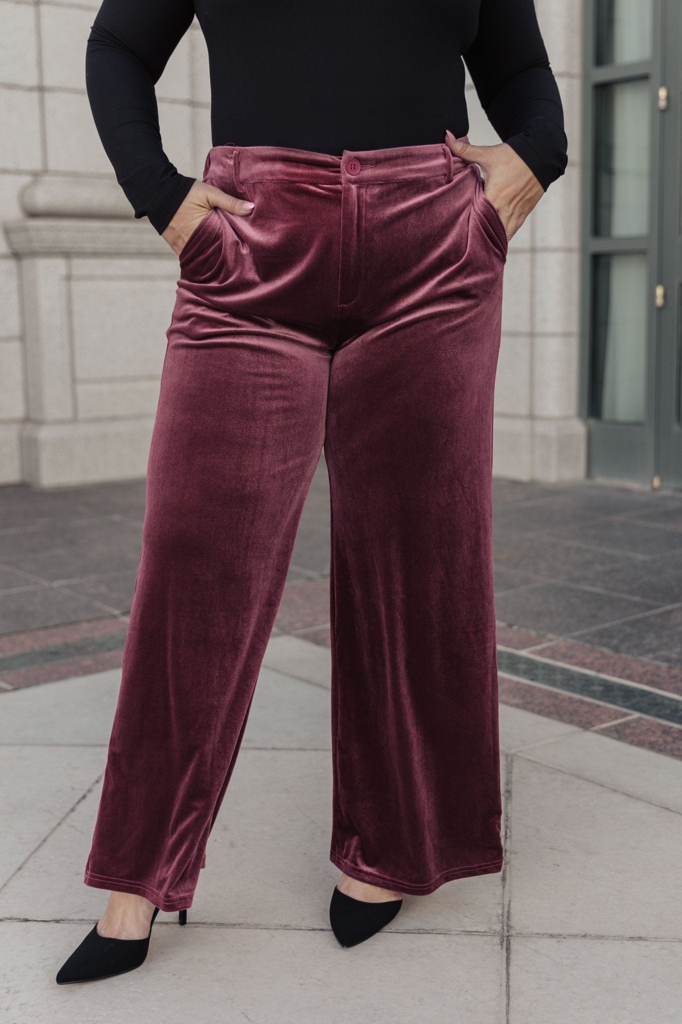 High Society Velvet Wide Leg Trousers (Online Exclusive) - Uptown Boutique Ramona