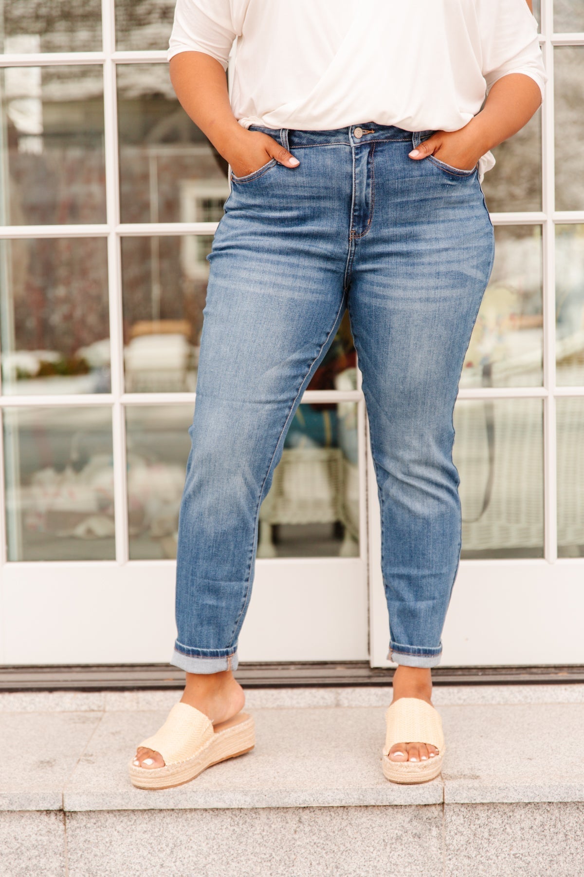 High Waist Slim Fit Jeans (Online Exclusive) - Uptown Boutique Ramona