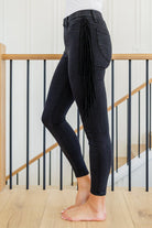 Hilary Side Fringe Skinny Jegging In Black (Online Exclusive) - Uptown Boutique Ramona