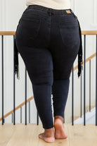 Hilary Side Fringe Skinny Jegging In Black (Online Exclusive) - Uptown Boutique Ramona