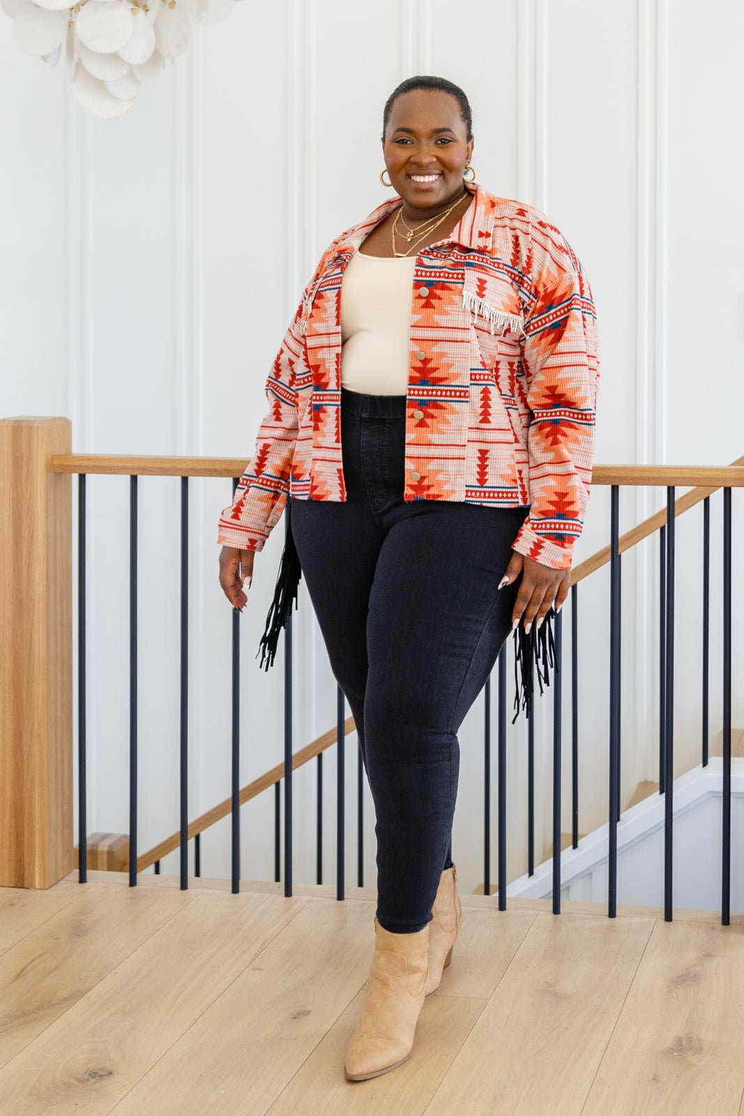 Hilary Side Fringe Skinny Jegging In Black (Online Exclusive) - Uptown Boutique Ramona