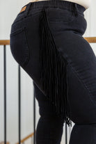 Hilary Side Fringe Skinny Jegging In Black (Online Exclusive) - Uptown Boutique Ramona
