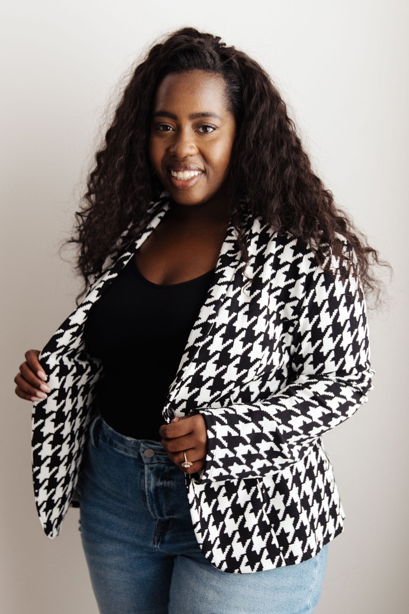 Home Base Houndstooth Blazer (Online Exclusive) - Uptown Boutique Ramona