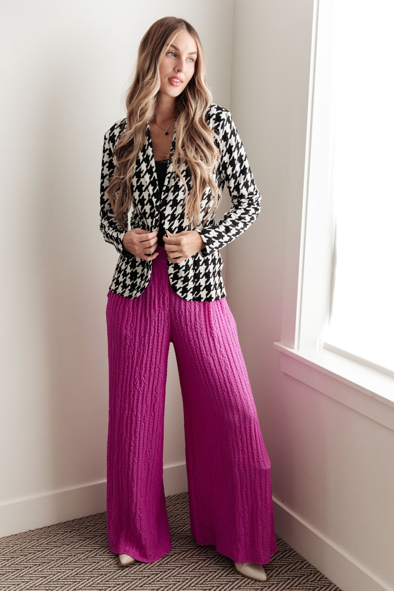 Home Base Houndstooth Blazer (Online Exclusive) - Uptown Boutique Ramona