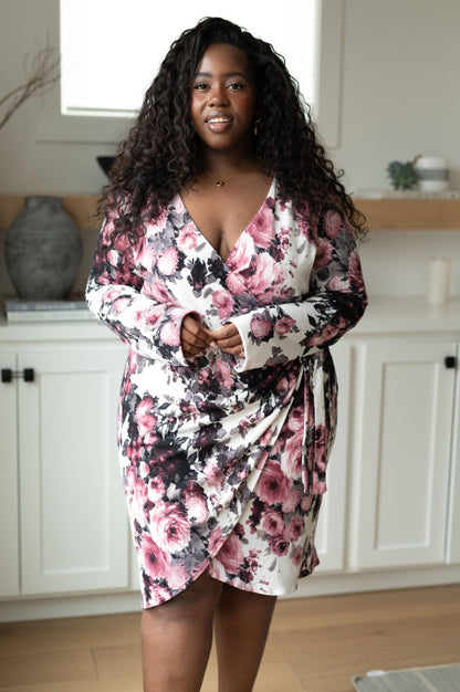 Honey Do I Ever Faux Wrap Dress in White Floral (Online Exclusive) - Uptown Boutique Ramona