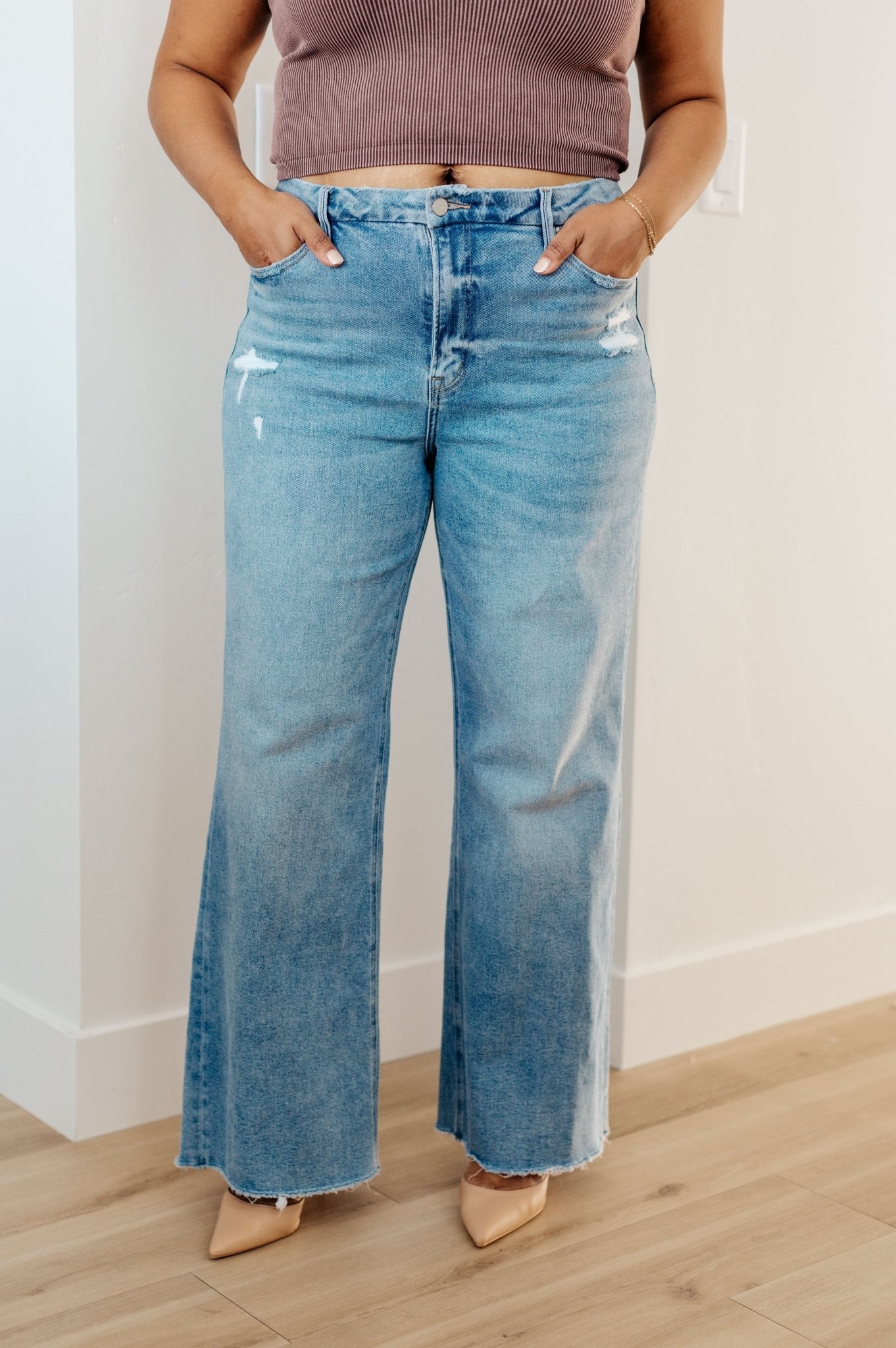 Hope High Rise Wide Leg Jeans (Online Exclusive) - Uptown Boutique Ramona