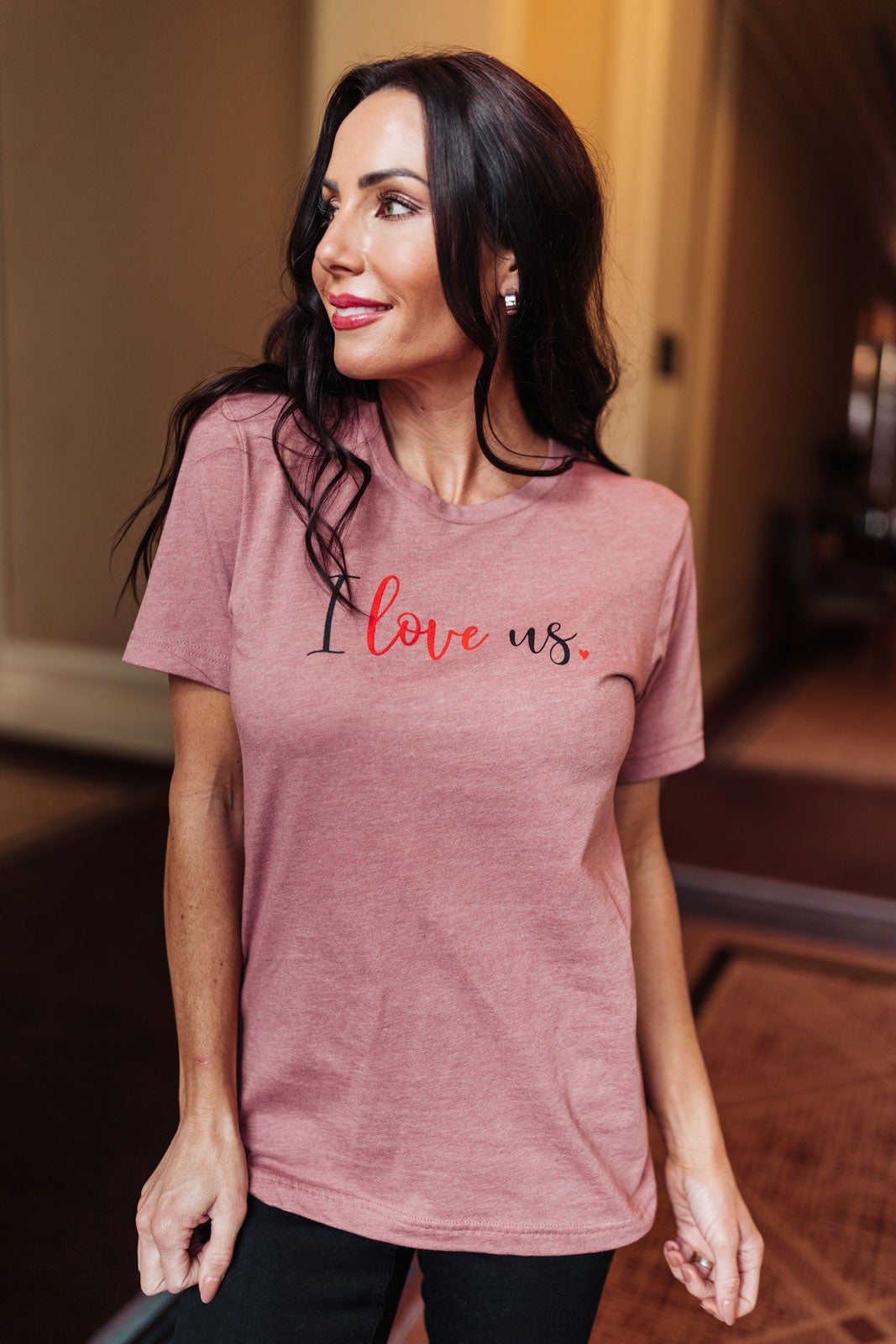 I Love Us Tee in Heather Mauve (Online Exclusive) - Uptown Boutique Ramona