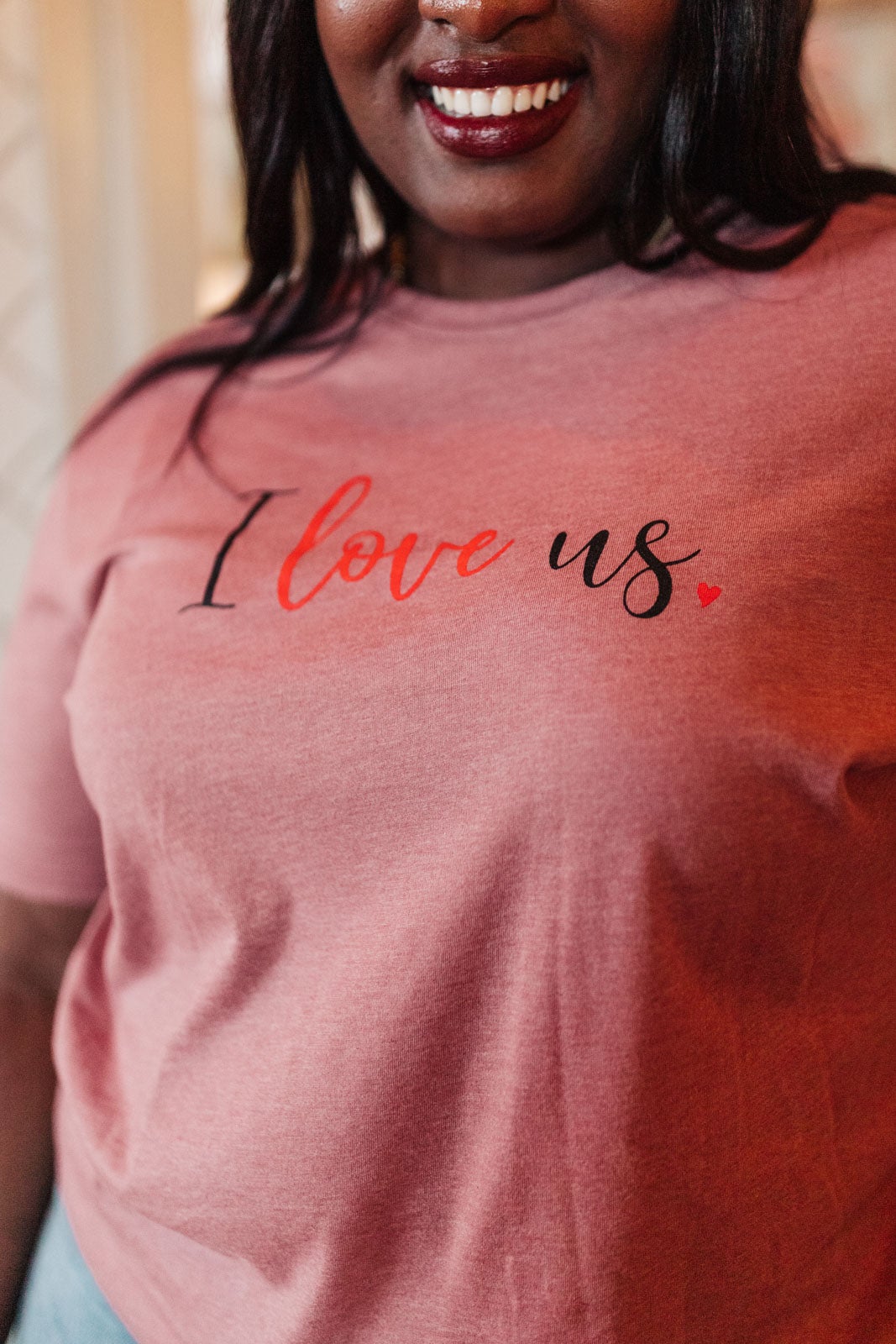 I Love Us Tee in Heather Mauve (Online Exclusive) - Uptown Boutique Ramona