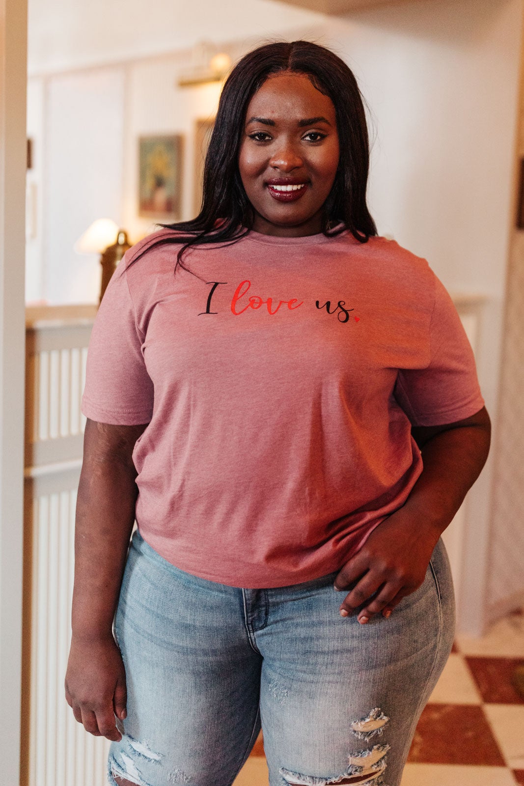 I Love Us Tee in Heather Mauve (Online Exclusive) - Uptown Boutique Ramona