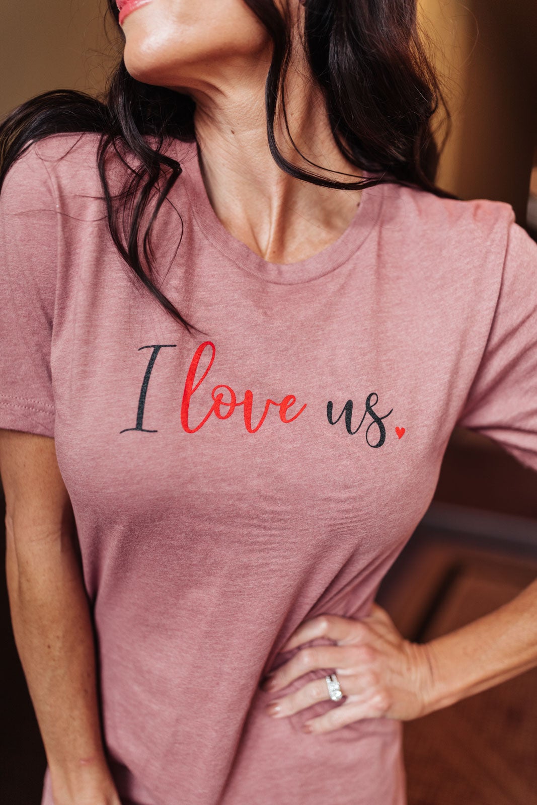 I Love Us Tee in Heather Mauve (Online Exclusive) - Uptown Boutique Ramona