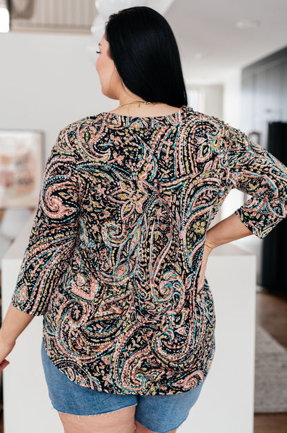 I Think Different Top Teal Paisley (Online Exclusive) - Uptown Boutique Ramona