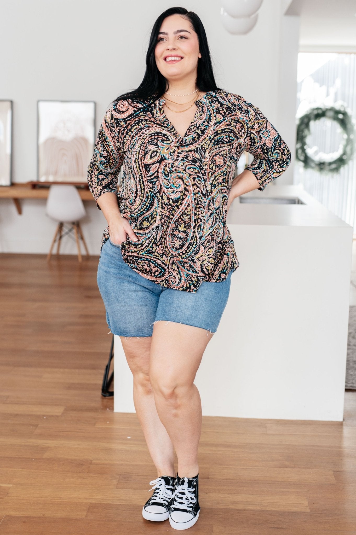 I Think Different Top Teal Paisley (Online Exclusive) - Uptown Boutique Ramona