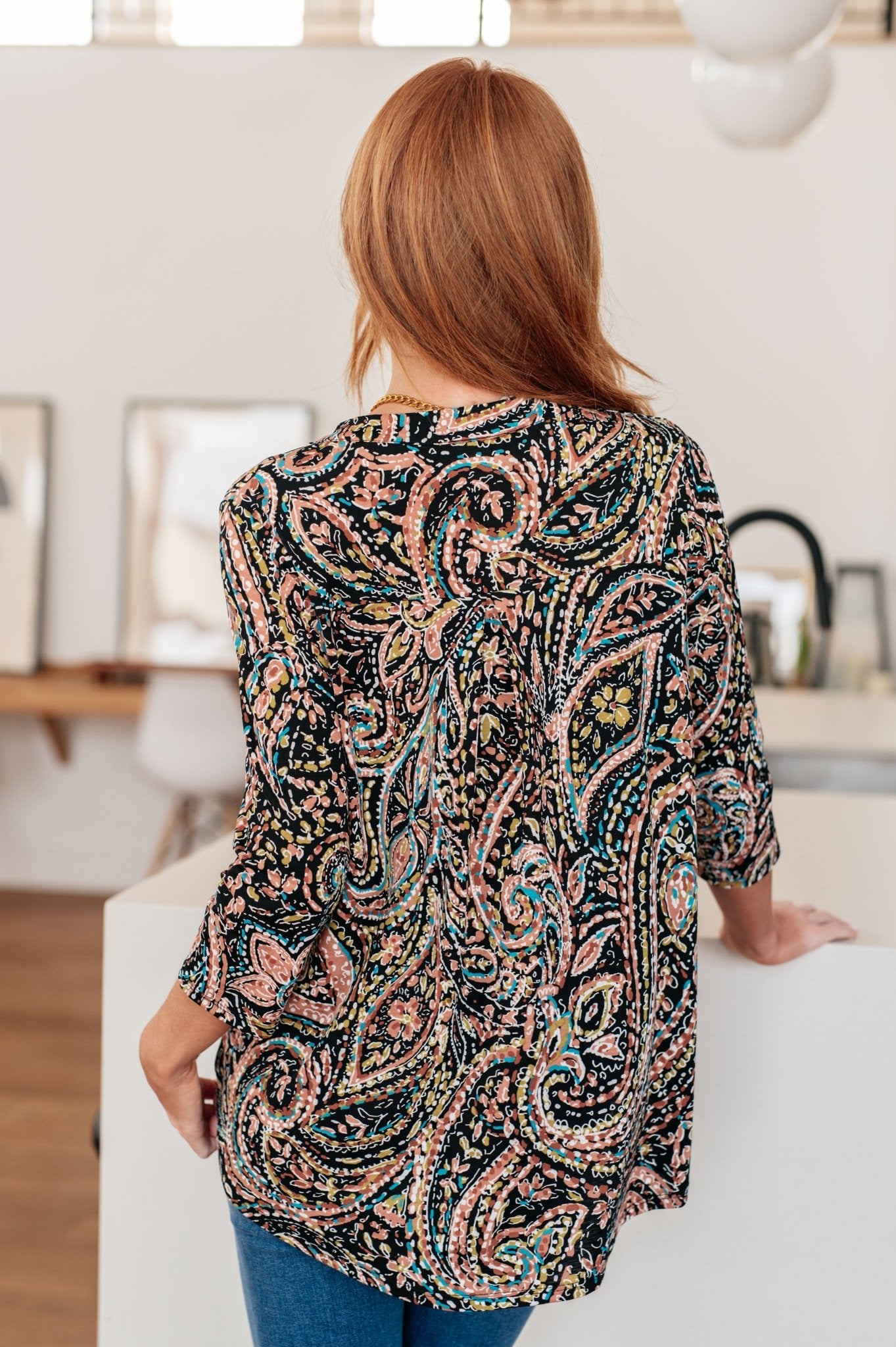 I Think Different Top Teal Paisley (Online Exclusive) - Uptown Boutique Ramona