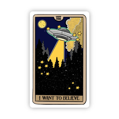 "I Want To Believe" UFO Tarot Card Sticker - Uptown Boutique Ramona