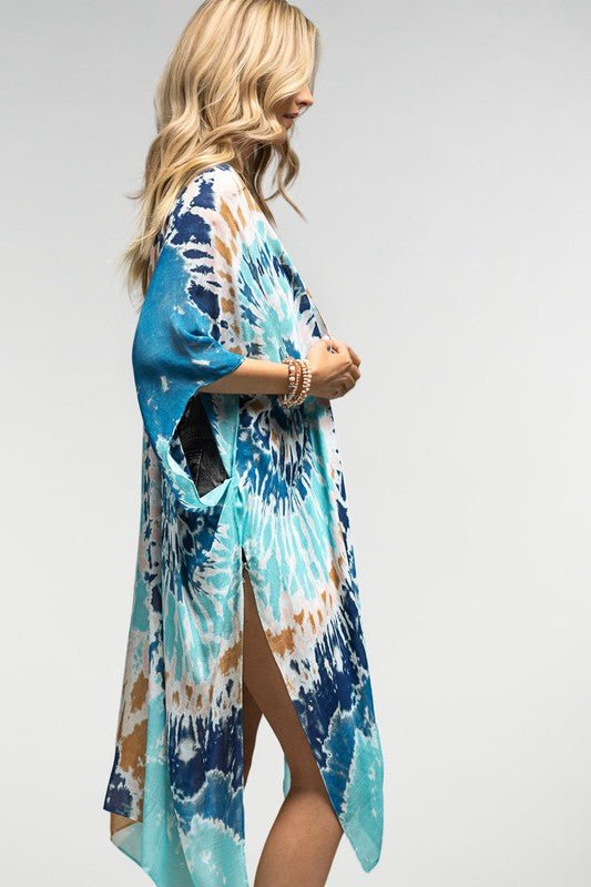 I'M ON BOARD TIE DYE KIMONO - Uptown Boutique Ramona