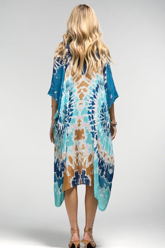 I'M ON BOARD TIE DYE KIMONO - Uptown Boutique Ramona