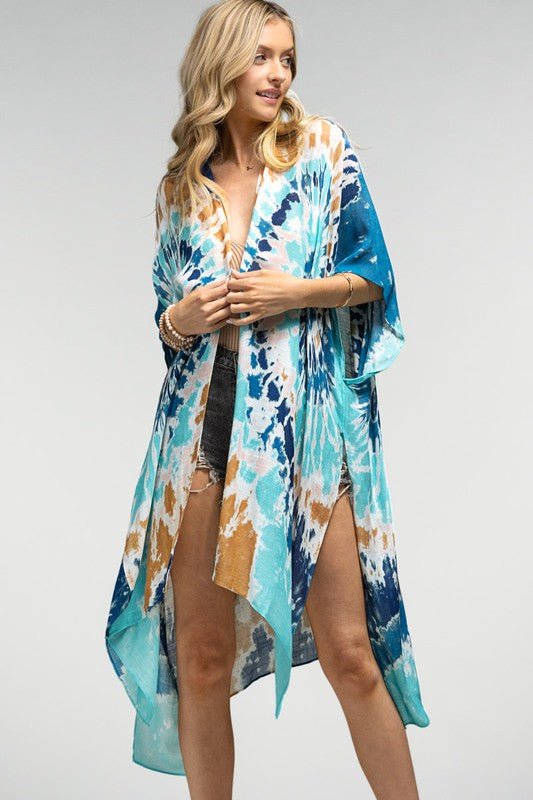 I'M ON BOARD TIE DYE KIMONO - Uptown Boutique Ramona