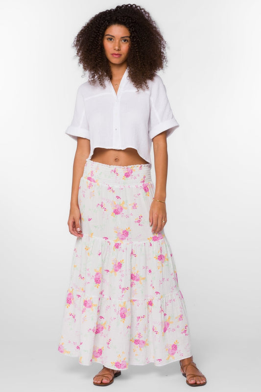 IRENE PINK ROSES SKIRT - Uptown Boutique Ramona