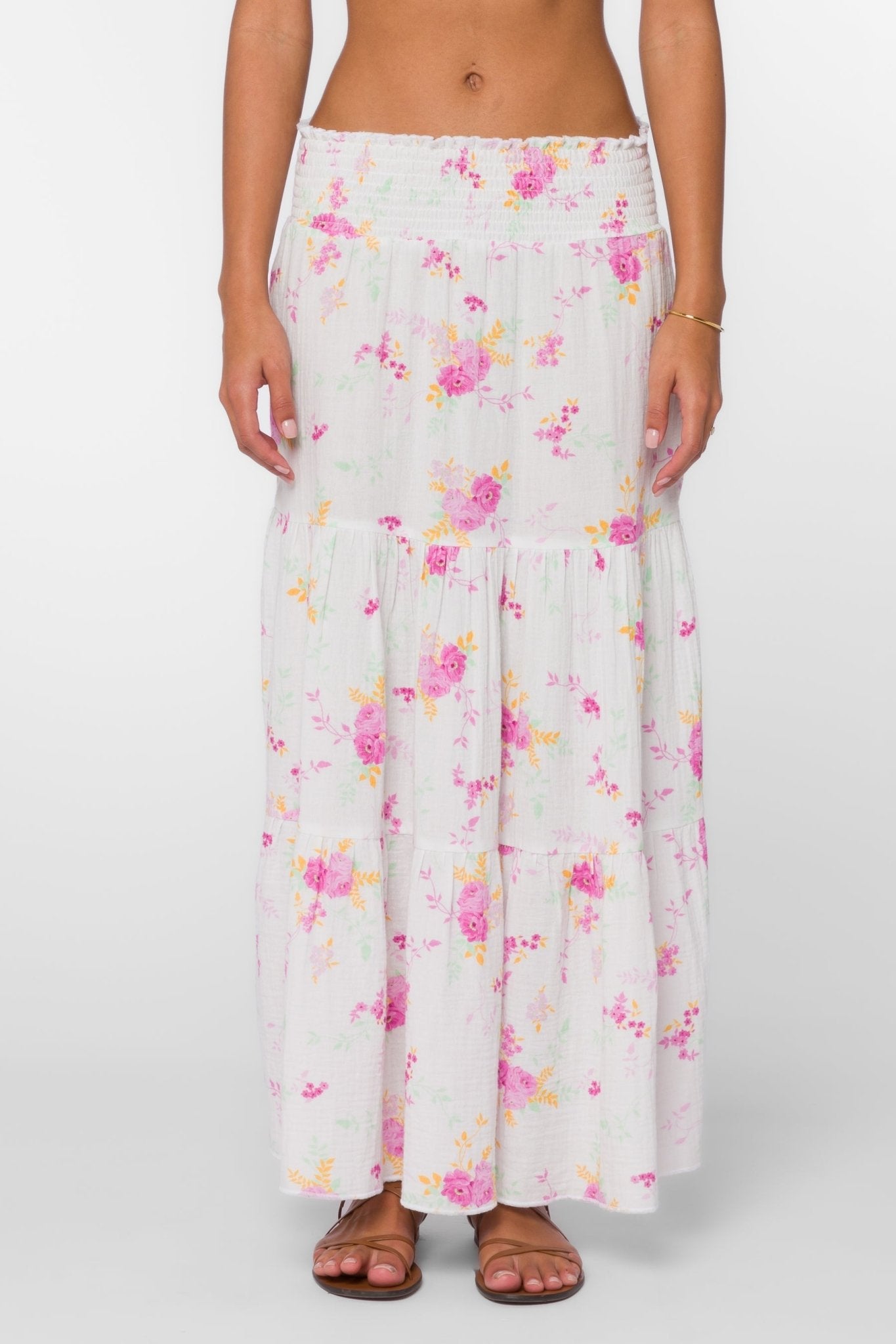 IRENE PINK ROSES SKIRT - Uptown Boutique Ramona