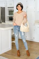 Irish Coffee Knitted Crop V Neck Sweater (Online Exclusive) - Uptown Boutique Ramona