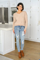 Irish Coffee Knitted Crop V Neck Sweater (Online Exclusive) - Uptown Boutique Ramona