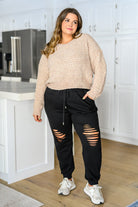 Irish Coffee Knitted Crop V Neck Sweater (Online Exclusive) - Uptown Boutique Ramona