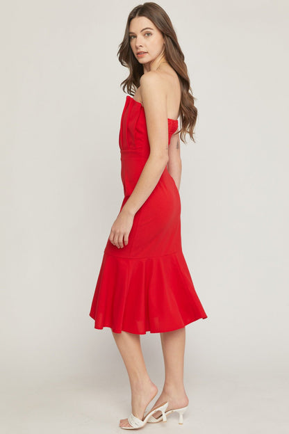 It All Begins With Love Pleated Strapless Dress - Uptown Boutique Ramona