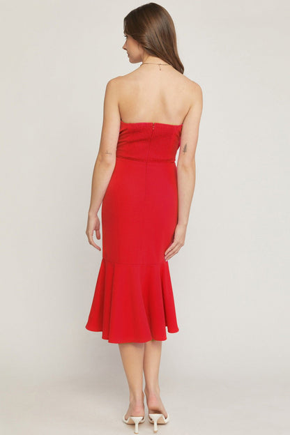 It All Begins With Love Pleated Strapless Dress - Uptown Boutique Ramona