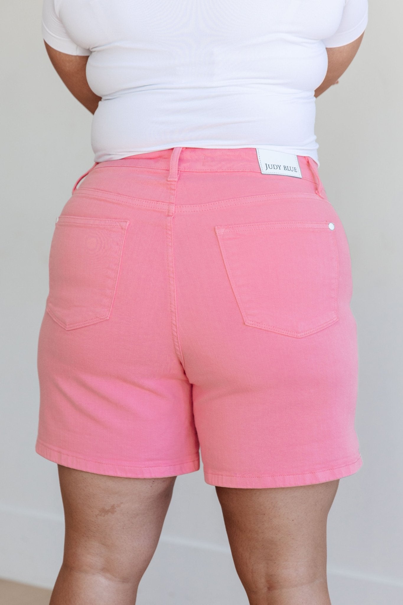 Jenna High Rise Control Top Cuffed Shorts in Pink (Online Exclusive) - Uptown Boutique Ramona