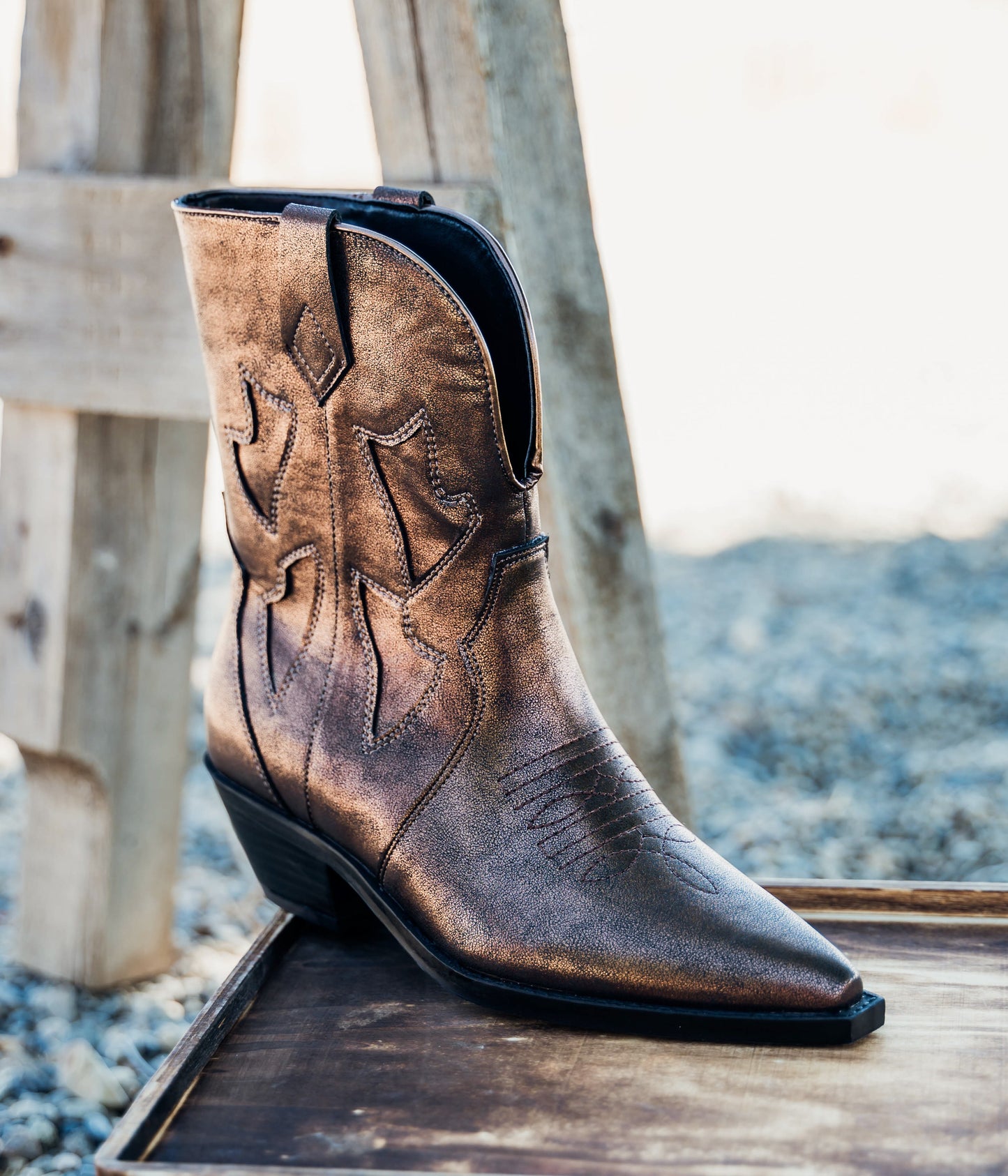 Jersey Metallic Boot in Bronze (Online Exclusive)