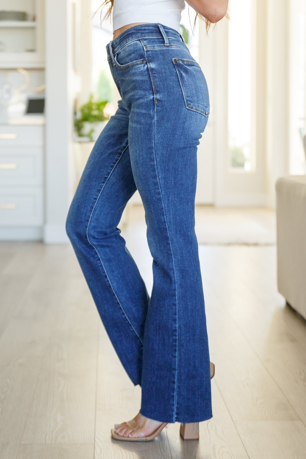 Josephine Mid Rise Raw Hem Bootcut Jeans (Online Exclusive) - Uptown Boutique Ramona