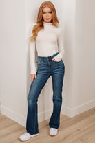Josephine Mid Rise Raw Hem Bootcut Jeans (Online Exclusive) - Uptown Boutique Ramona