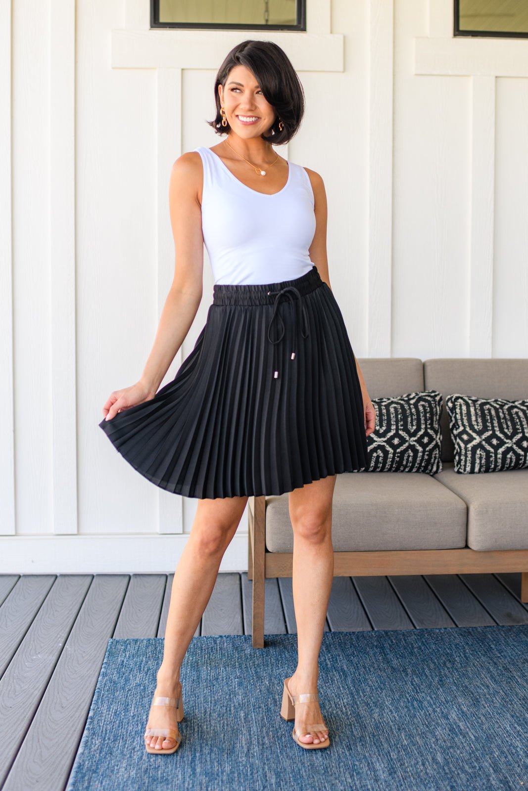 Just a Flirt Pleated Skirt in Black - Uptown Boutique Ramona
