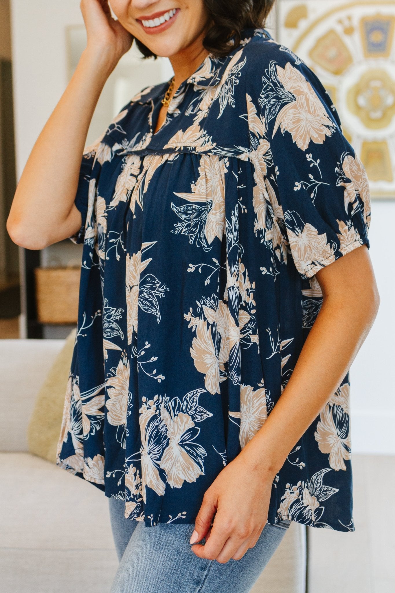 Just Coasting Floral Blouse - Uptown Boutique Ramona