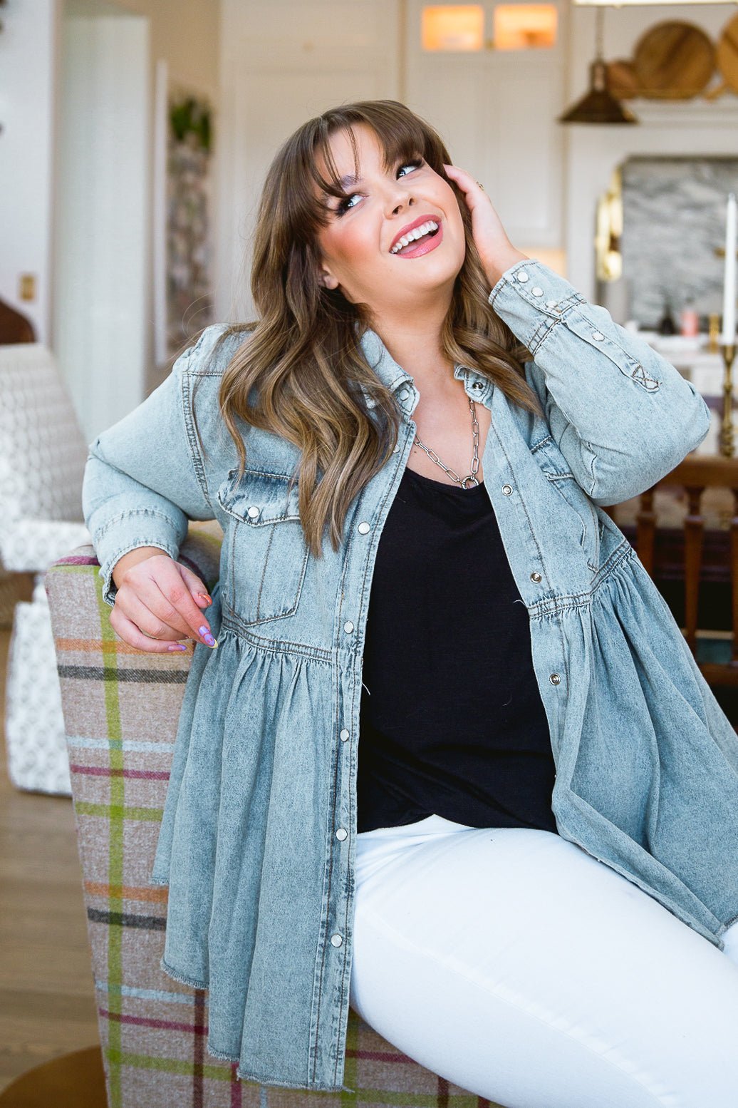 Just Float On Jacket In Denim (Online Exclusive) - Uptown Boutique Ramona