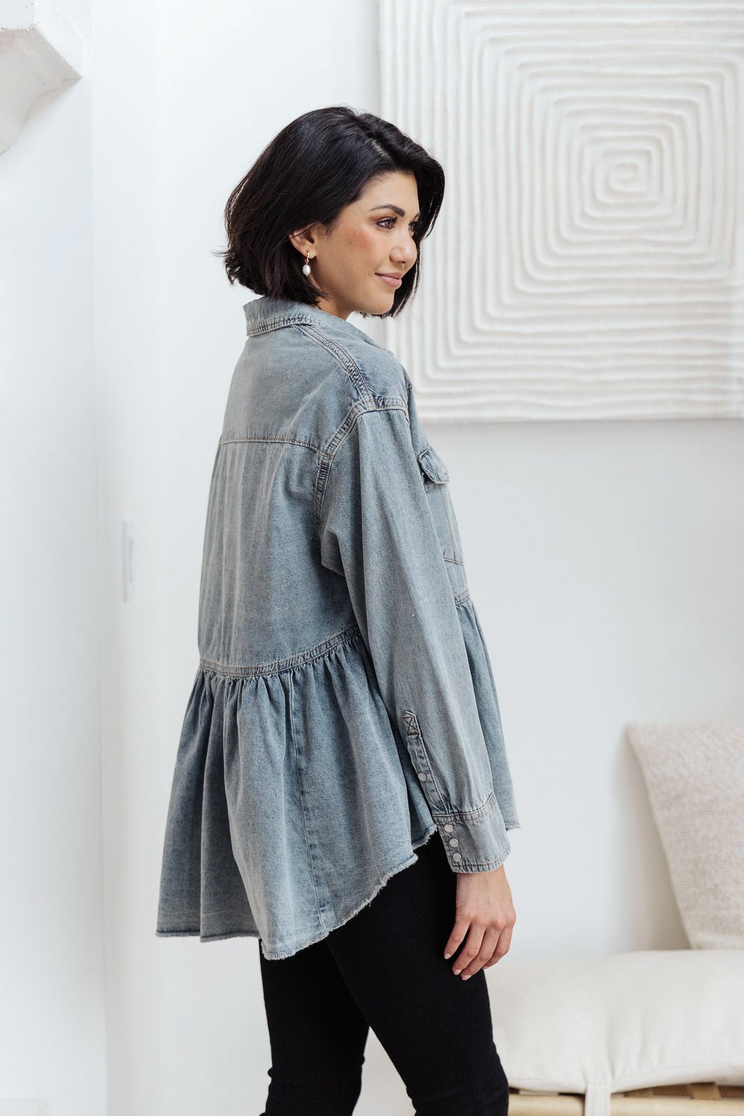 Just Float On Jacket In Denim (Online Exclusive) - Uptown Boutique Ramona