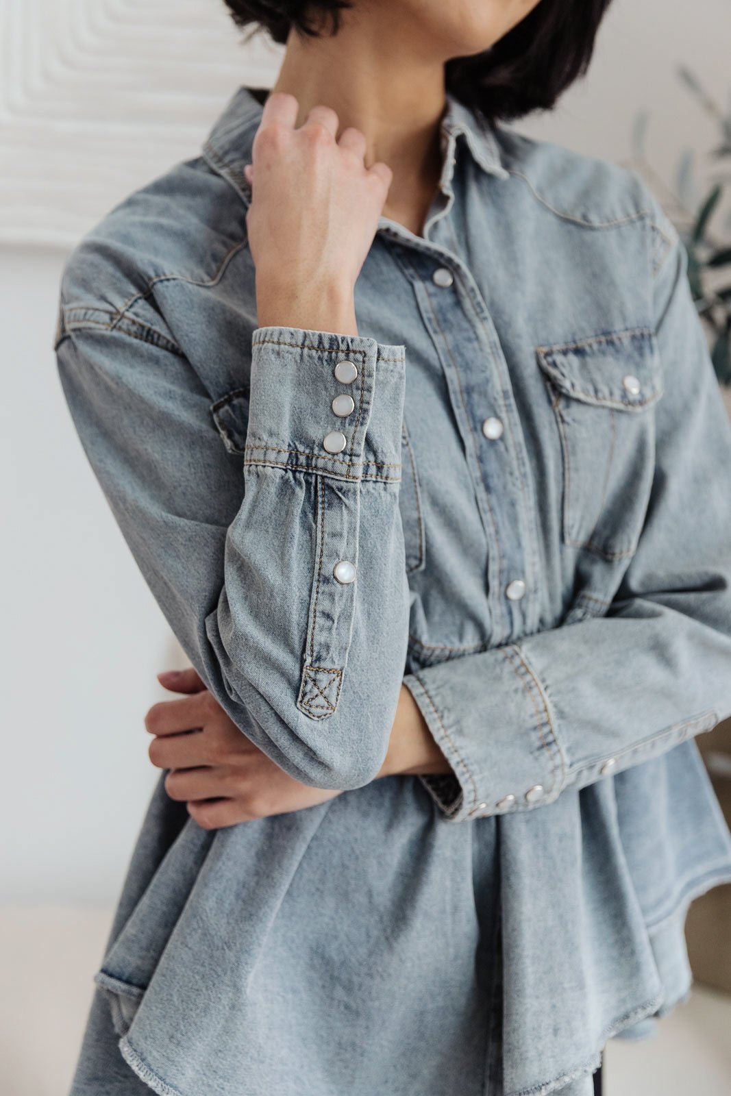 Just Float On Jacket In Denim (Online Exclusive) - Uptown Boutique Ramona