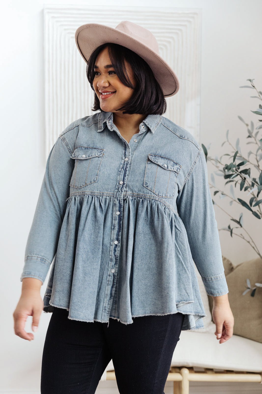 Just Float On Jacket In Denim (Online Exclusive) - Uptown Boutique Ramona