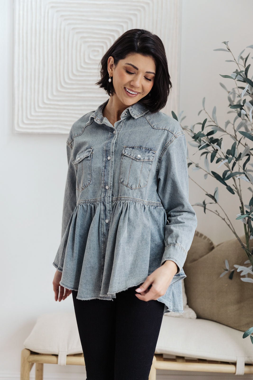 Just Float On Jacket In Denim (Online Exclusive) - Uptown Boutique Ramona