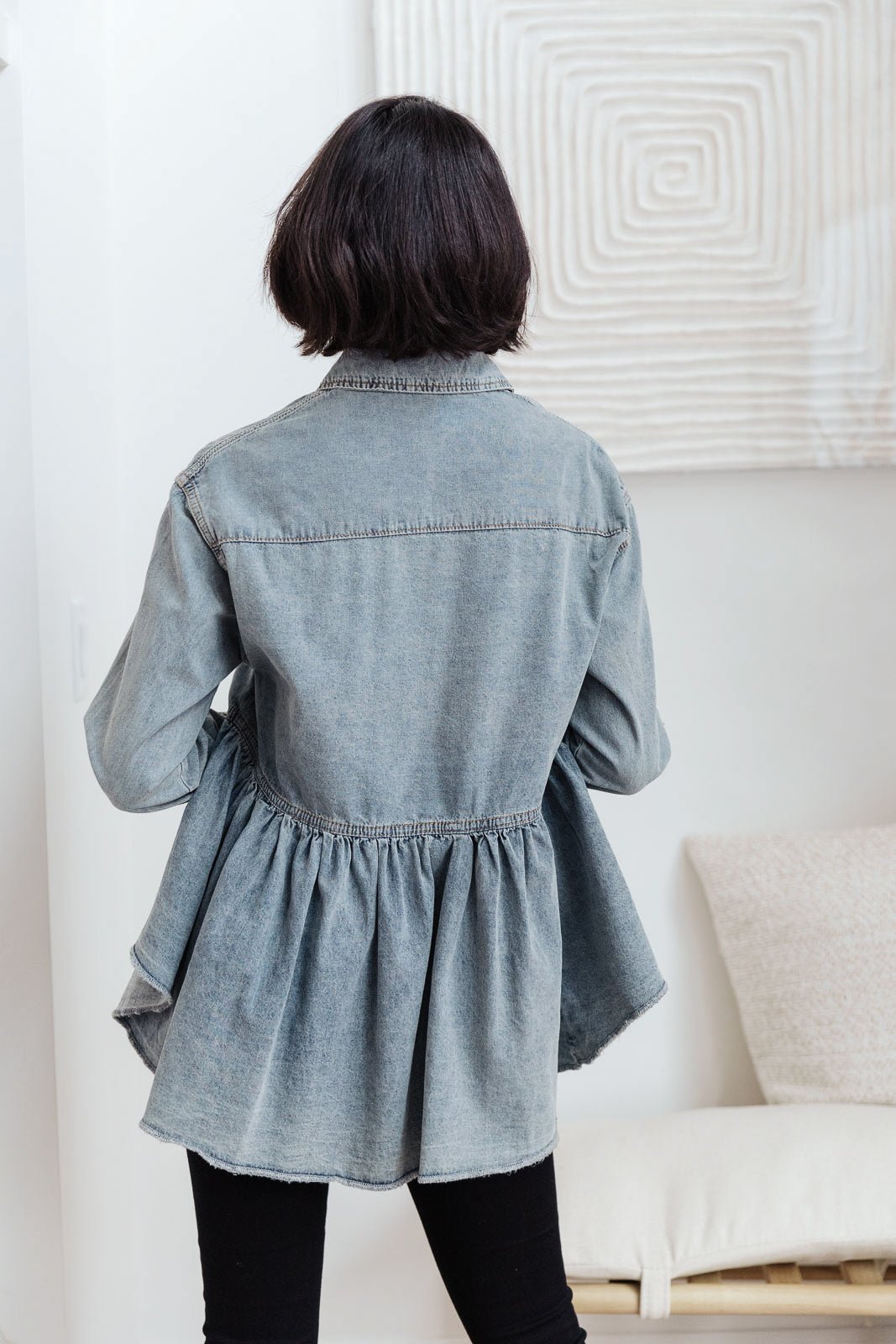 Just Float On Jacket In Denim (Online Exclusive) - Uptown Boutique Ramona