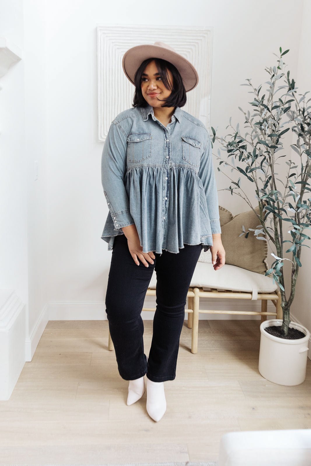 Just Float On Jacket In Denim (Online Exclusive) - Uptown Boutique Ramona