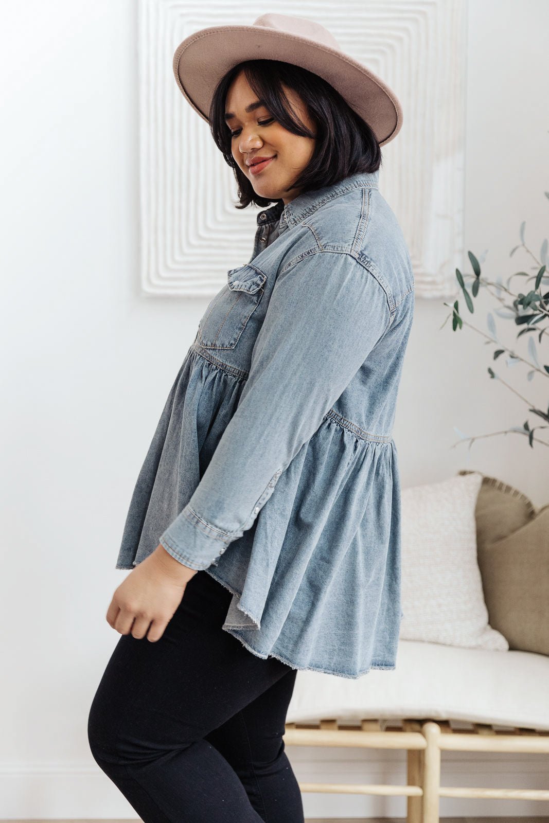 Just Float On Jacket In Denim (Online Exclusive) - Uptown Boutique Ramona