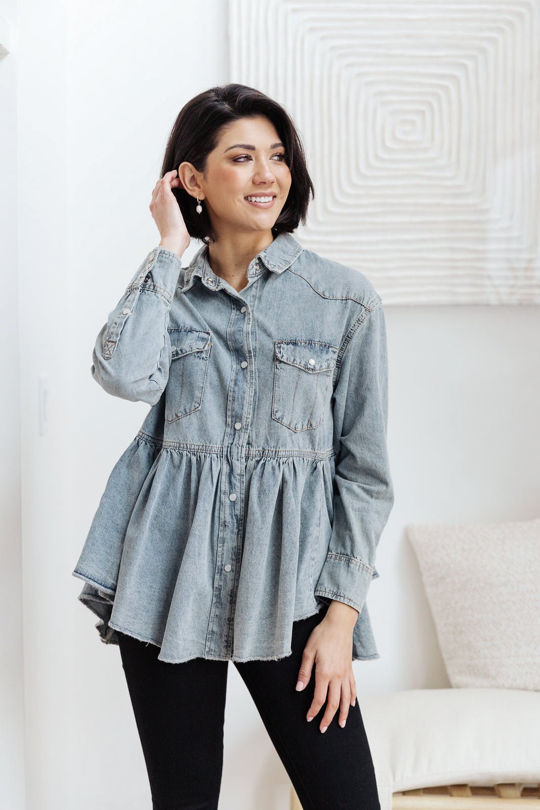 Just Float On Jacket In Denim (Online Exclusive) - Uptown Boutique Ramona