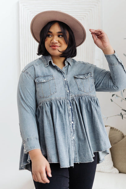 Just Float On Jacket In Denim (Online Exclusive) - Uptown Boutique Ramona