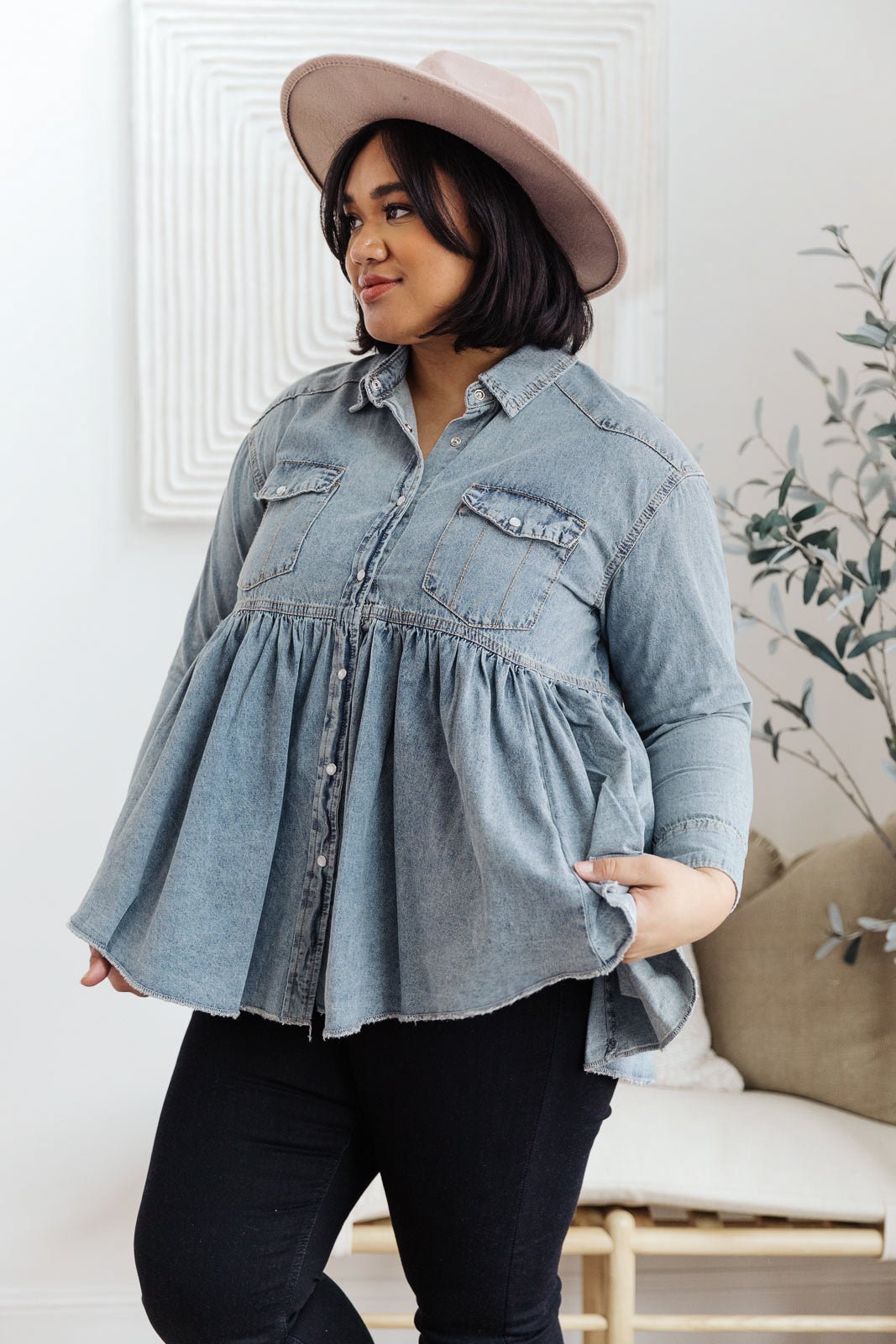 Just Float On Jacket In Denim (Online Exclusive) - Uptown Boutique Ramona