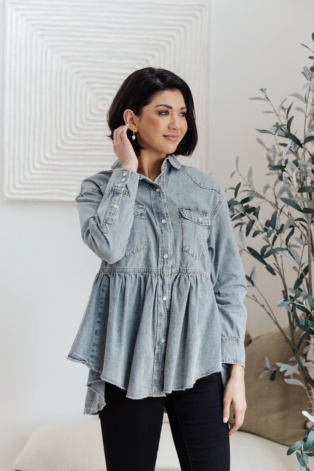 Just Float On Jacket In Denim (Online Exclusive) - Uptown Boutique Ramona