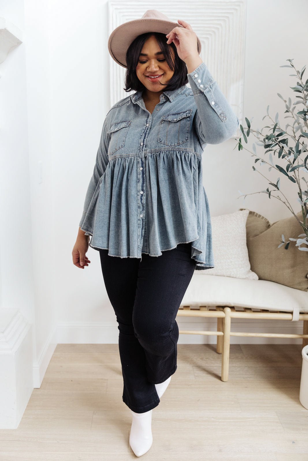 Just Float On Jacket In Denim (Online Exclusive) - Uptown Boutique Ramona