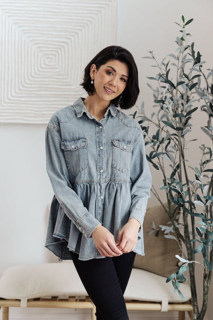 Just Float On Jacket In Denim (Online Exclusive) - Uptown Boutique Ramona