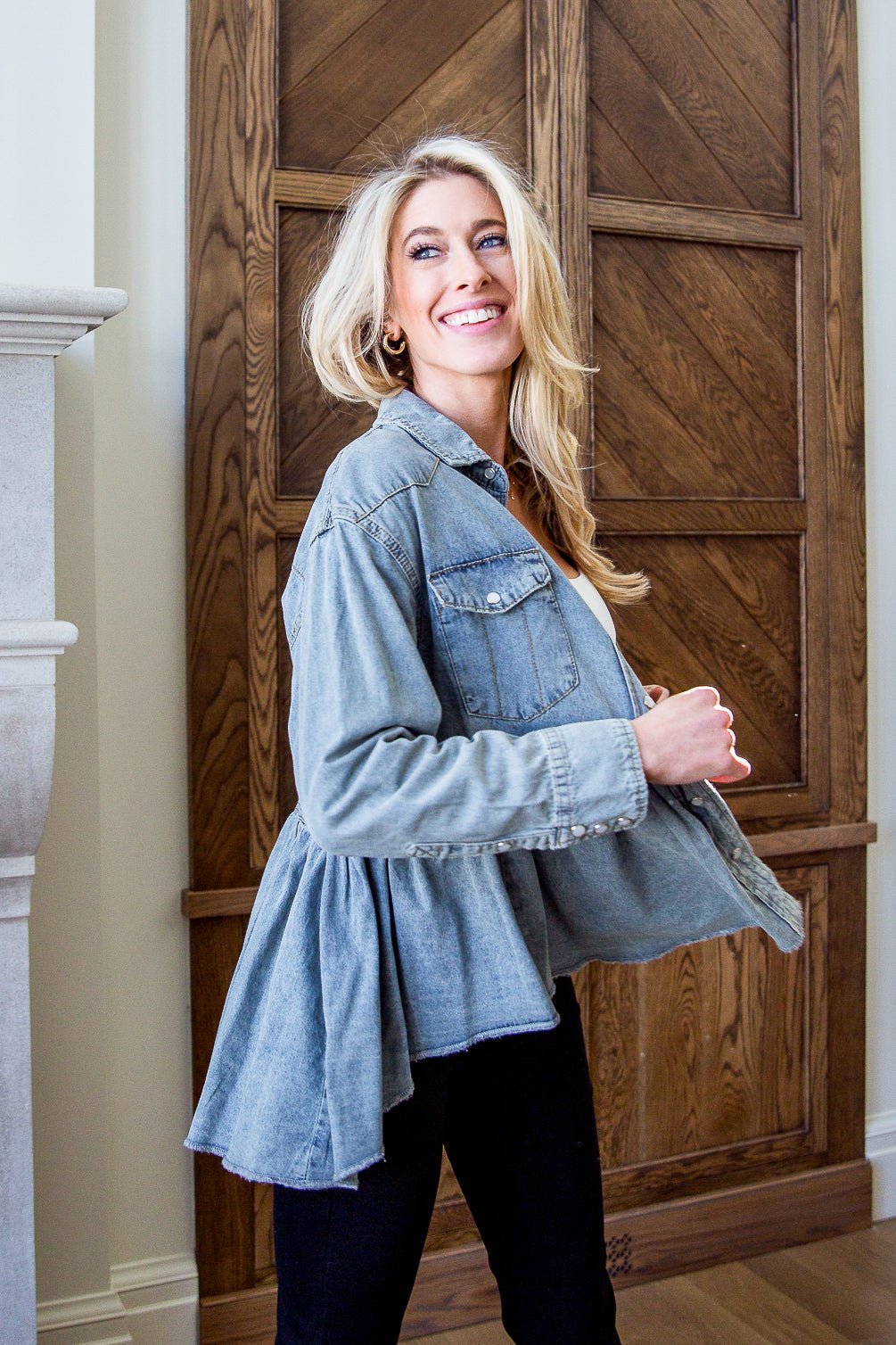 Just Float On Jacket In Denim (Online Exclusive) - Uptown Boutique Ramona